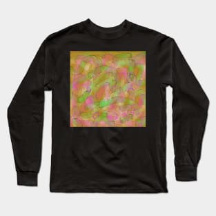 Amoebas Abstract Green Pink Orange Long Sleeve T-Shirt